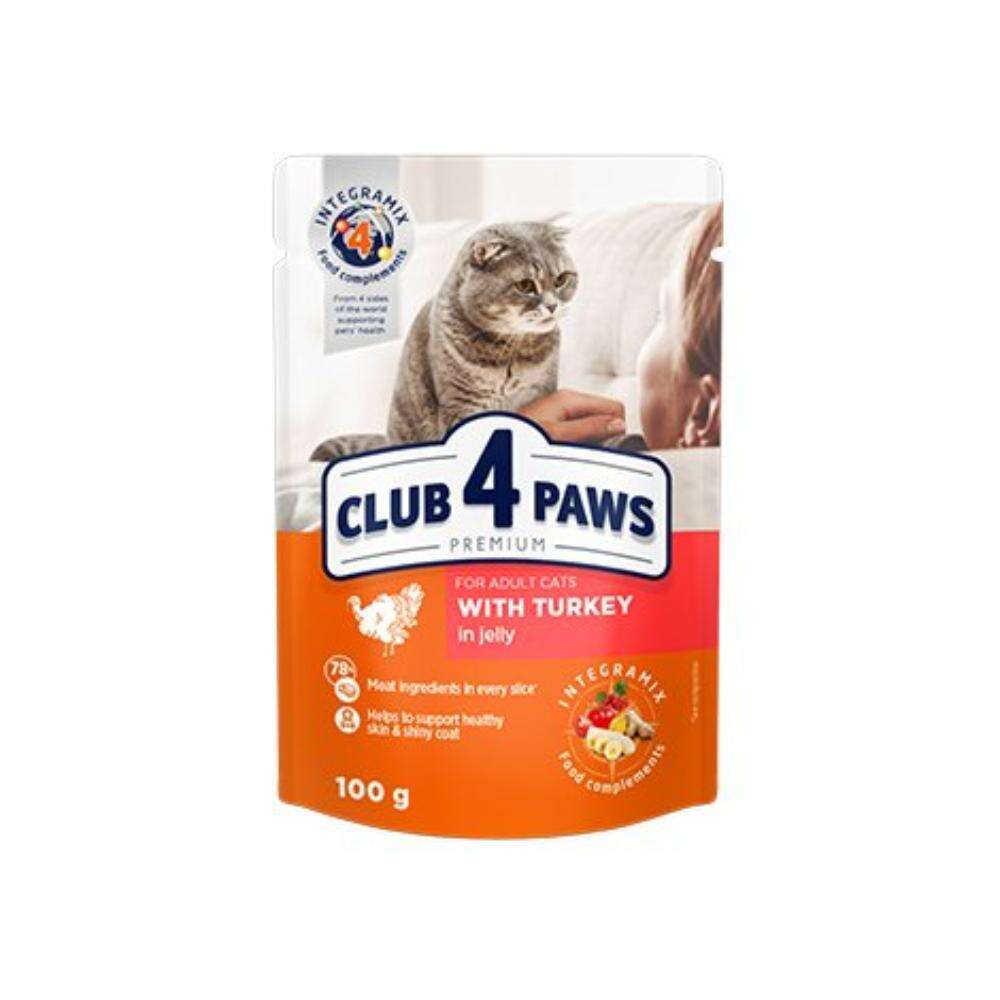 Club 4 Paws Pouch with Turkey in Gravy for Adult Cats 100 gr.