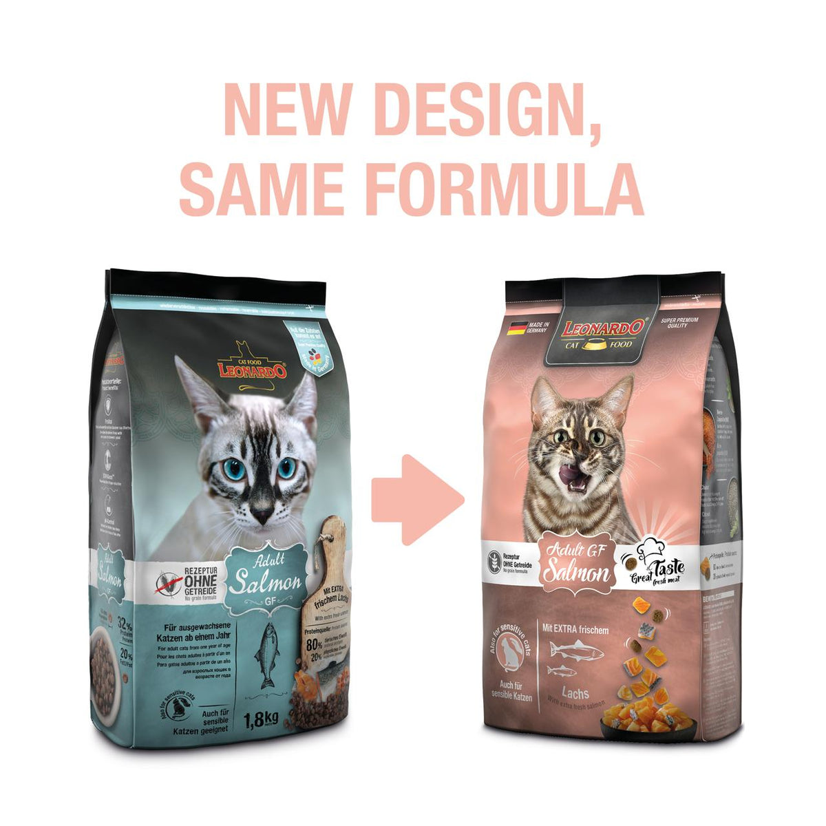 Leonardo Dry Food For Adult Cat GF With Salmon 1.8 Kg.