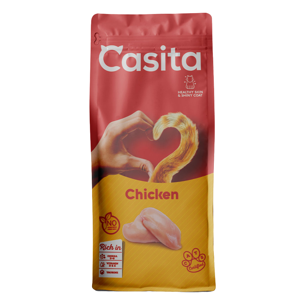 Casita chicken dog food package on a white background