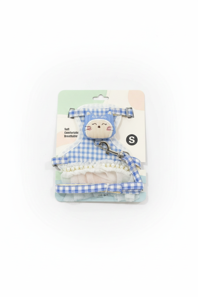 Cat Harness Blue - White Background