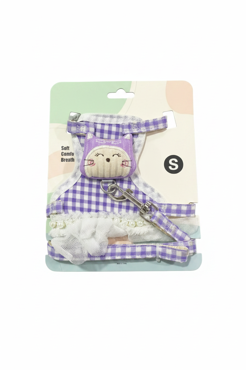 Cat Harness Purple - White Background
