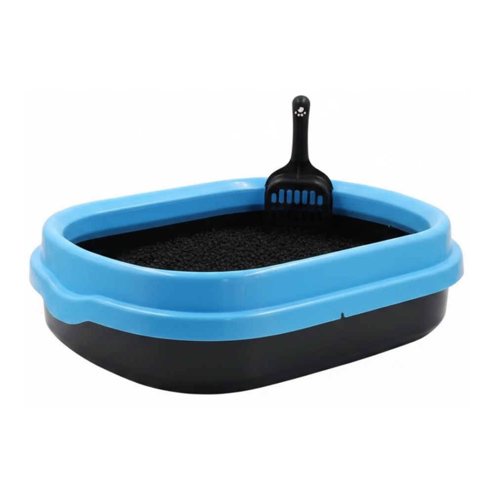 Cat litter box - sky blue & white