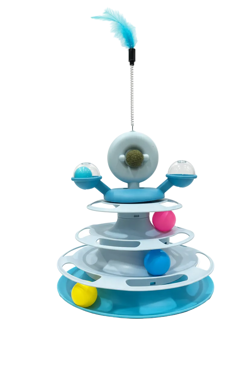 Cat Toy Tower with Blue Ball