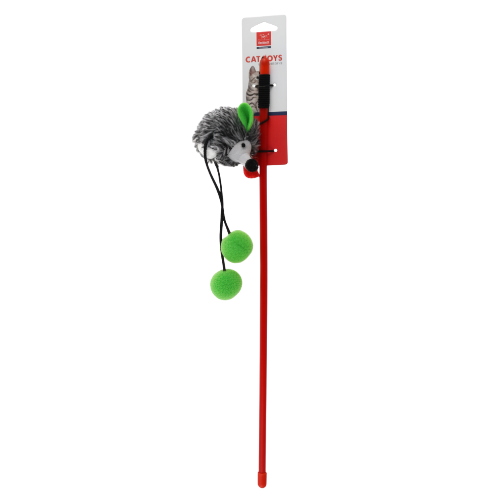 Cat Toy Wand - Green Ears and Pompoms