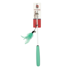 Cat toy with mint green handle and feathers