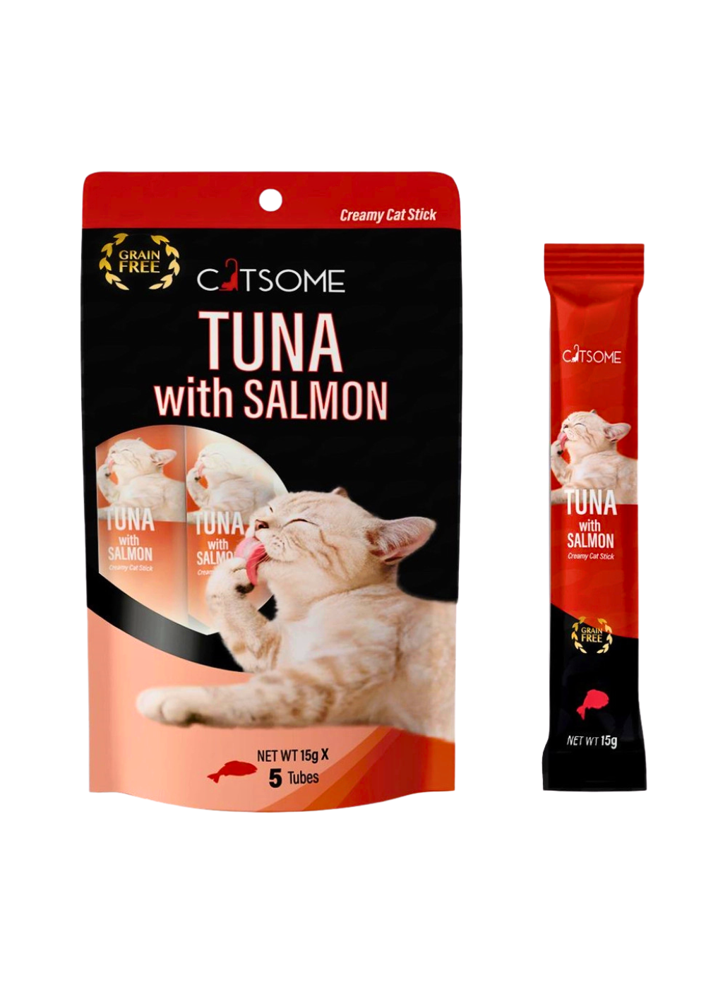 CATSOME Creamy Cat Stick Tuna with Salmon 75g (5 sticks/pack).