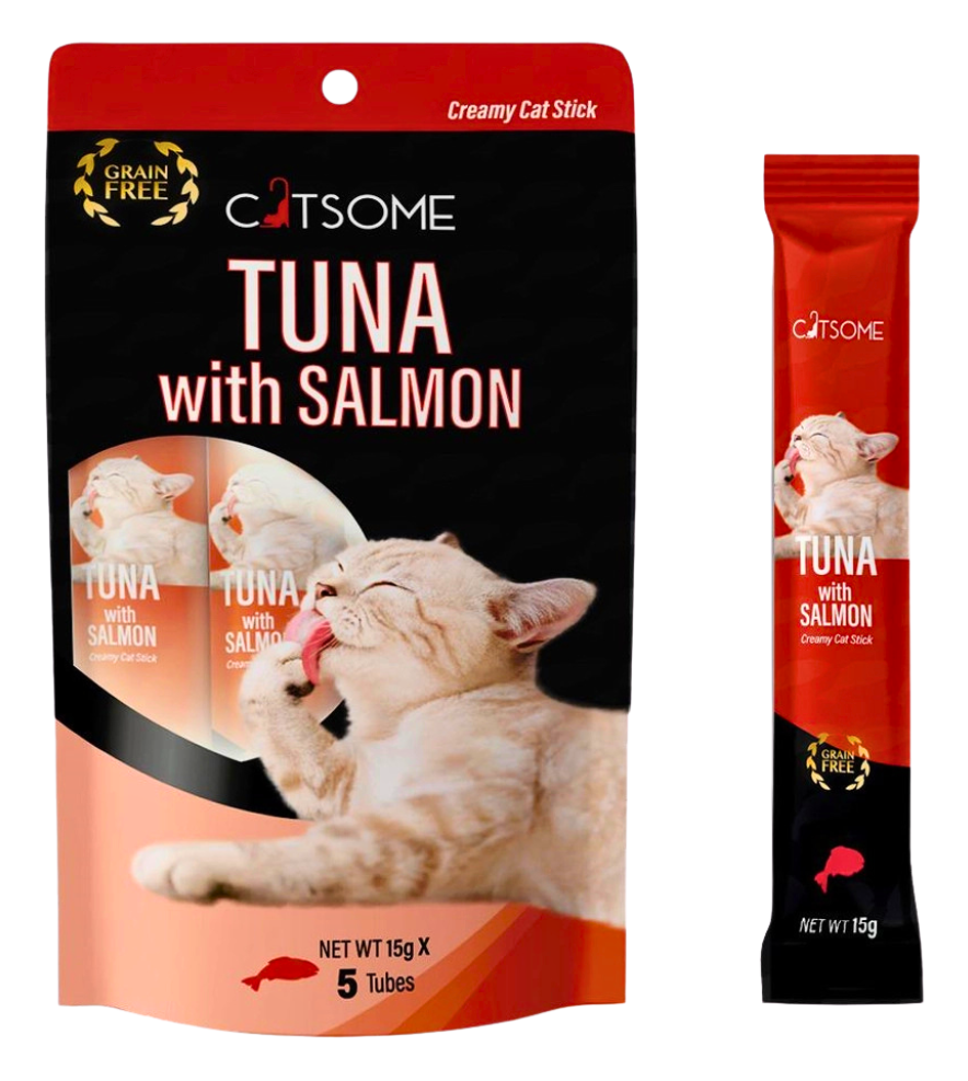 CATSOME Creamy Cat Stick Tuna with Salmon 75g (5 sticks/pack).