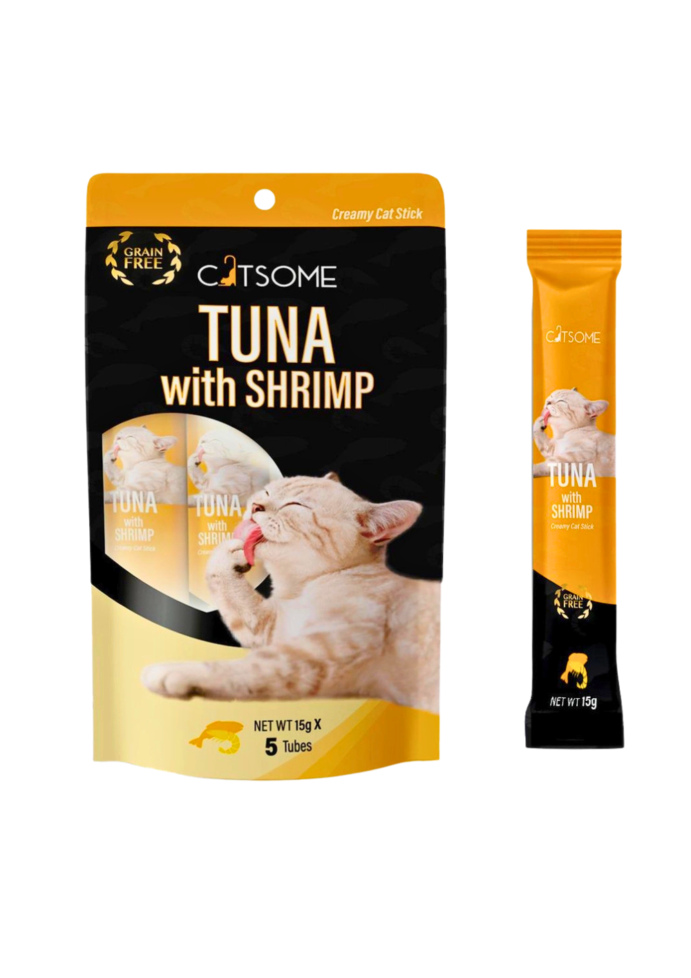 CATSOME Creamy Cat Stick Tuna with Shrimp 75g (5 sticks/pack).