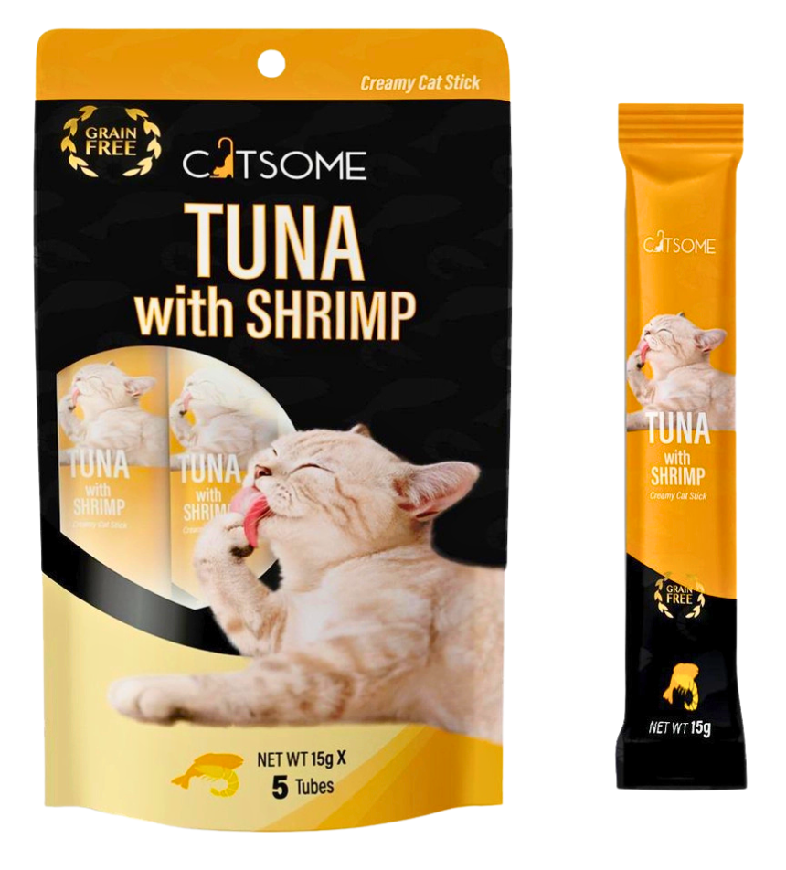 CATSOME Creamy Cat Stick Tuna with Shrimp 75g (5 sticks/pack).