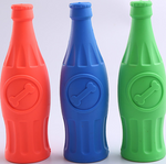 Three colorful bottles with a bone design on a white background