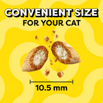 Cat treats with measurement on a yellow background