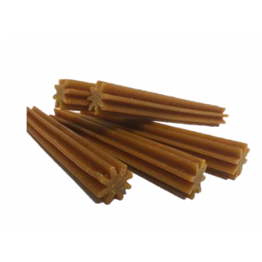 Bunch of wooden sticks with star-shaped ends on a white background