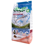 Cat food package with brand name and product details on a white background