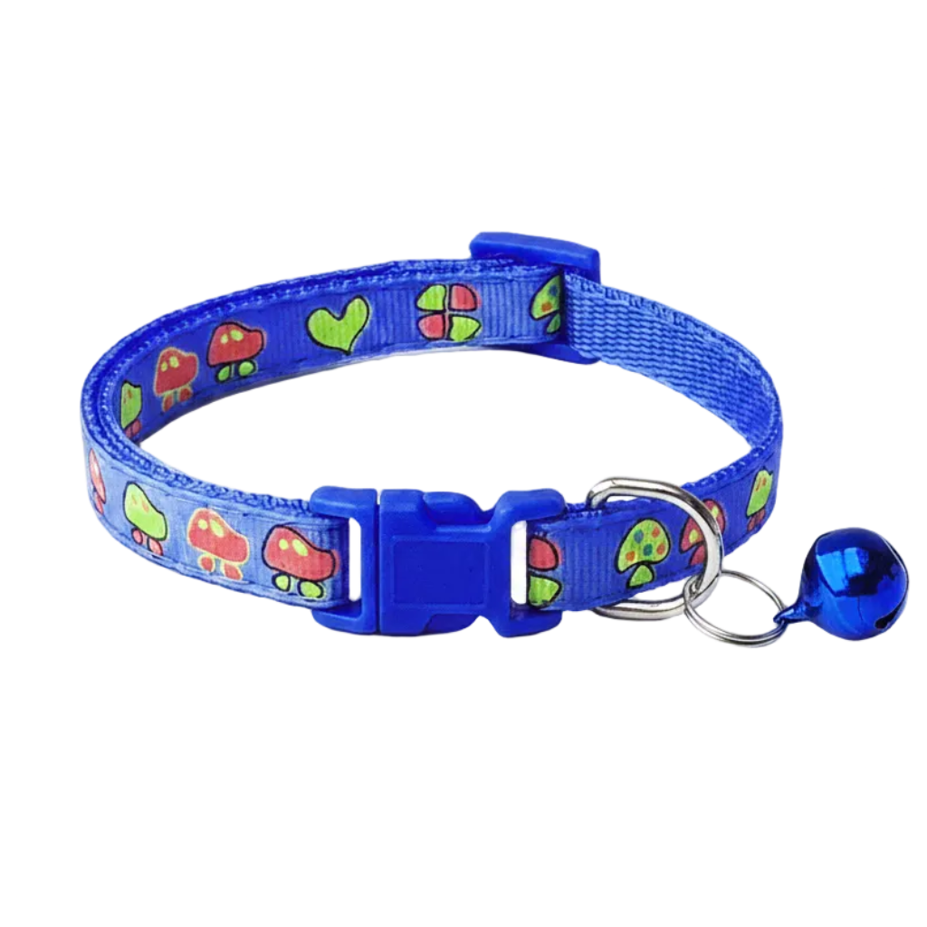 Dark Blue Mushroom Collar - White BG