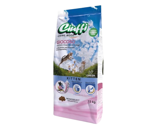 Ciuffi Dry Food with Chicken and Vegetables for Kittens 15 kg.