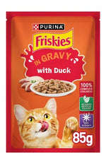 Friskies Duck Chunks in Gravy Wet Cat Food Pouch 85g.