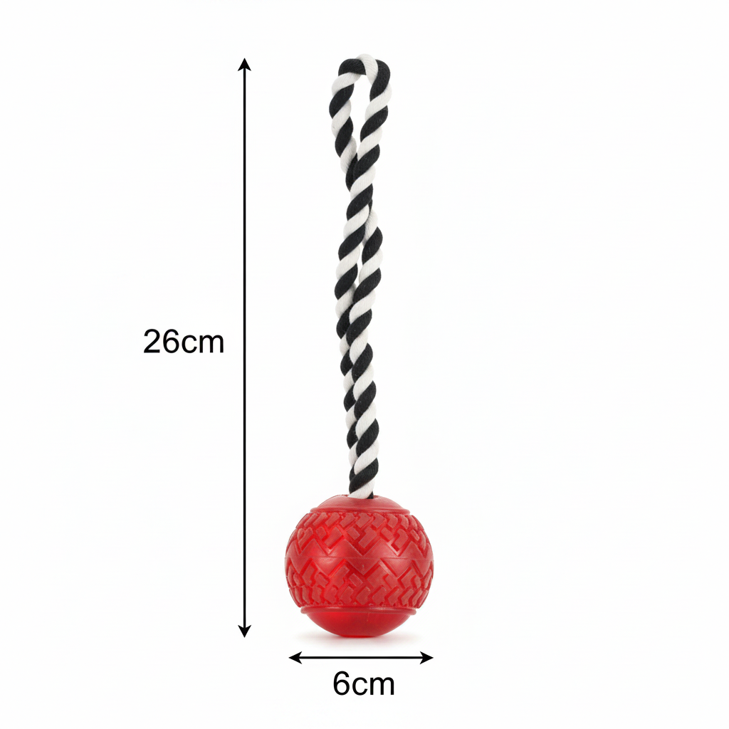 Dog Red Ball with Rope Toy