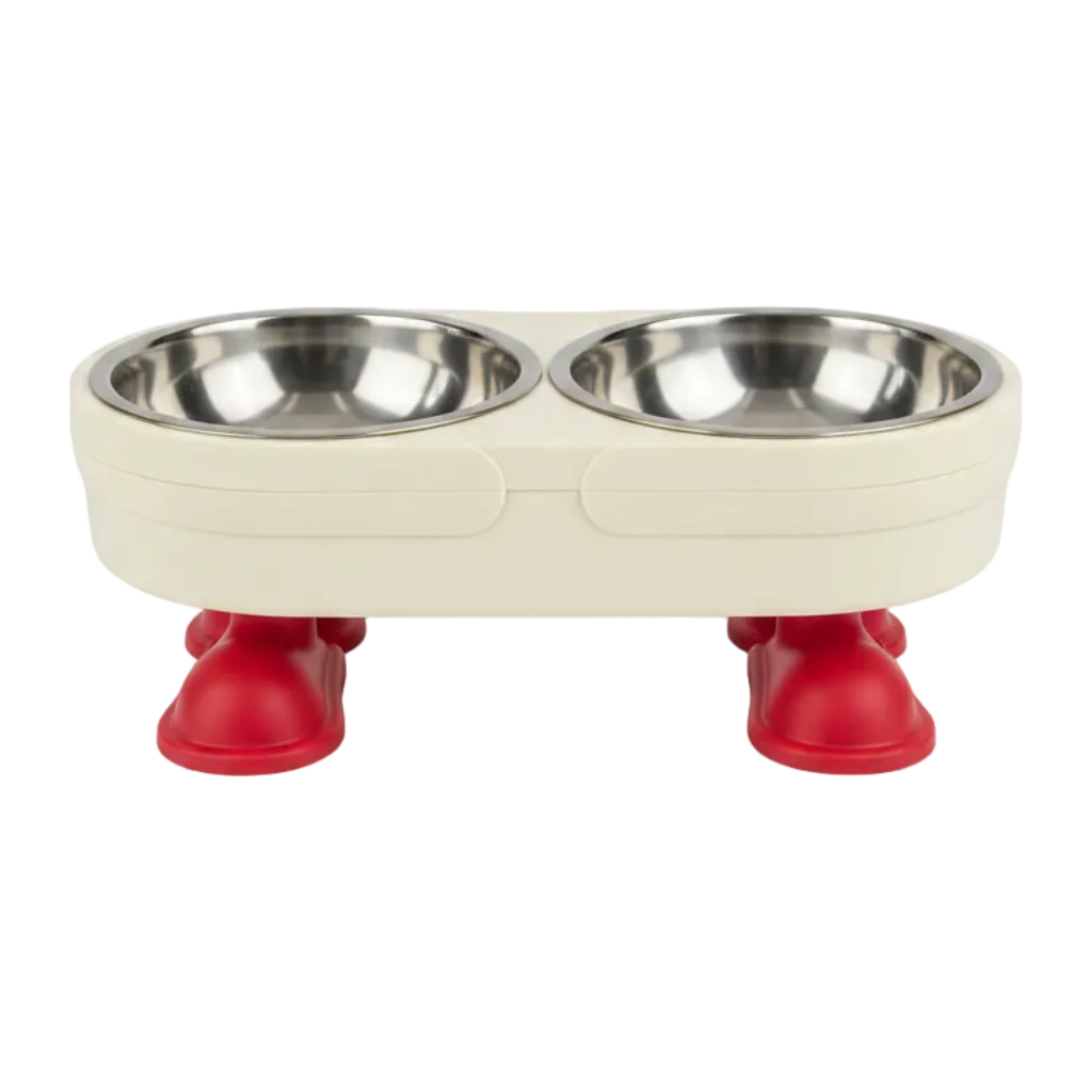 Elevated Double Pet Bowl - White BG
