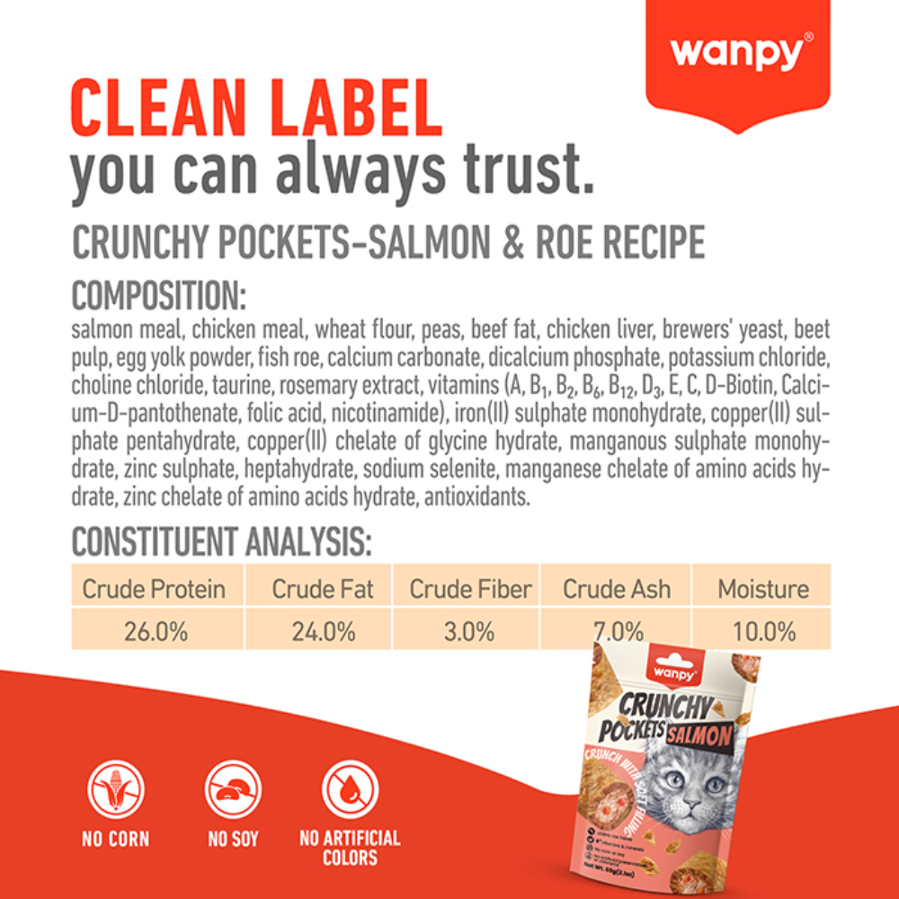 Wanpy Biscuits Crunchy Pocket Salmon & Roe Recipe 60 g