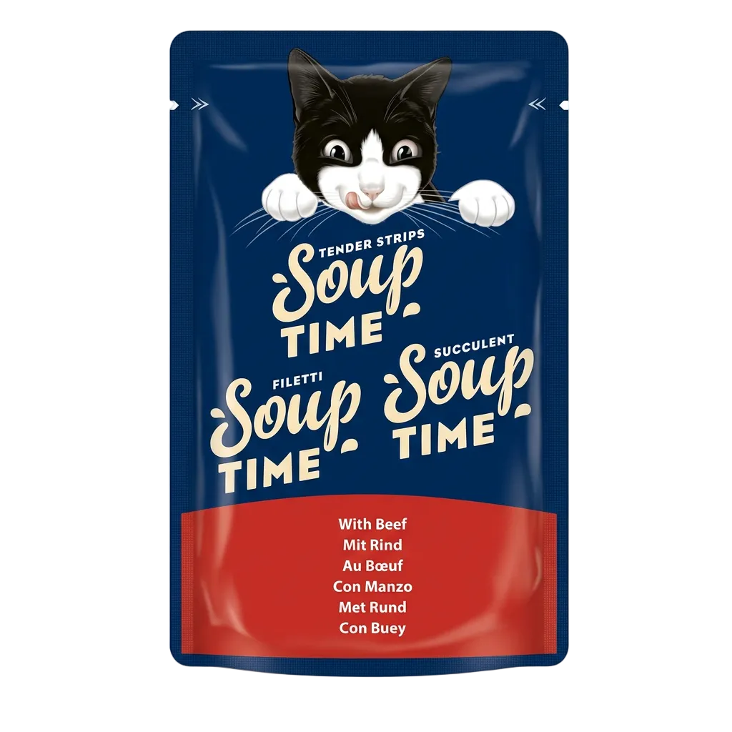 وجه كيس Felix Soup Time باللحمة بخلفية بيضاء