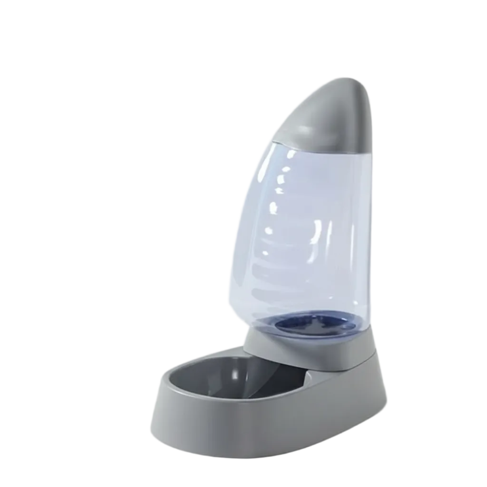 Gray pet feeder on a white background