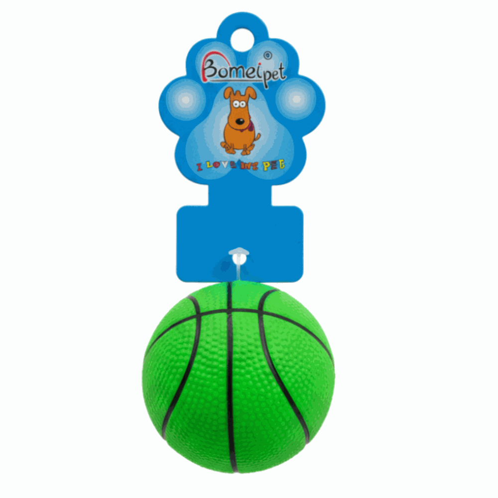 Green basketball toy on white background