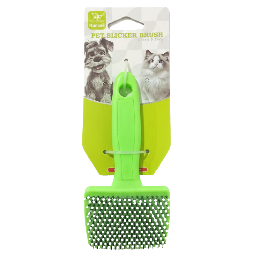 Green Pet Slicker Brush - White Background