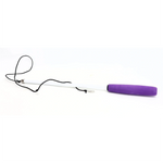 Purple handle with a coiled black cable on a white background