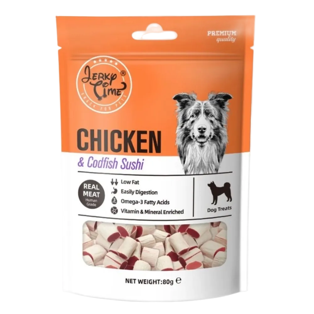 Jerky Time Dog Treat Chicken & Codfish 80g Petfast.shop Jerky Time Chewy Treat Dog Exclusive Treats petfast.shop EgyptSushi 250.00