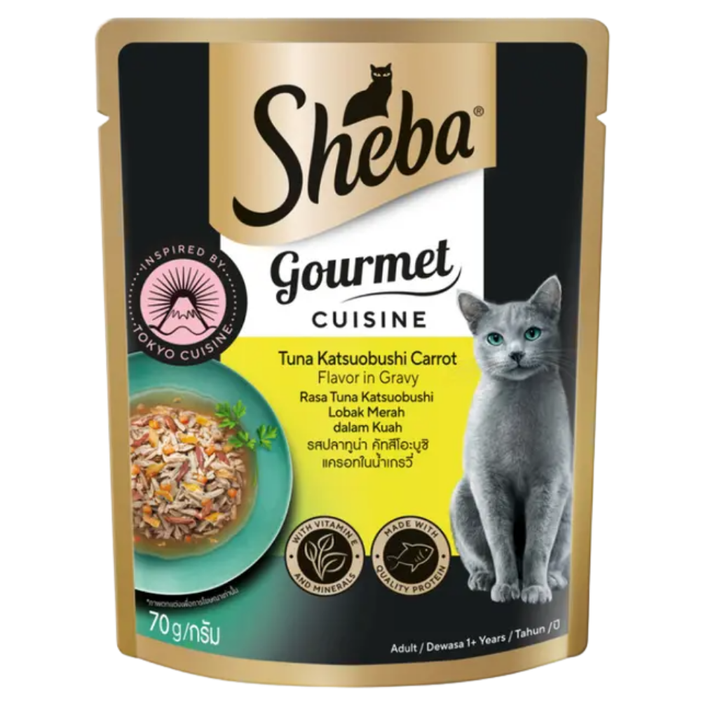 Sheba Premium Cat Food Gourmet Cuisine Tuna, Katsuobushi & Carrot 70g Petfast.shop Sheba Cat Exclusive Food Wet Food petfast.shop Egypt PSH5938S Default Title 135.00