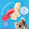 Cat food product with ocean whitefish, tuna, and a cat on a blue background
