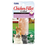 Inaba Chicken Fillet grilled cat treat package with cats on a grassy background