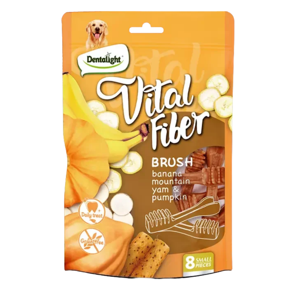 Dentalight Vital Fiber Banana Mountain Yam & Pumpkin 8 Small Pieces Petfast.shop Dentalight Chewy Treat Dental Treat Dog Exclusive Treats petfast.shop Egypt PDE5946S Brush 250.00