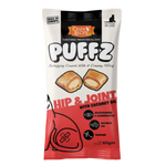 Packaged treat for pets with 'Puffz' branding on a white background