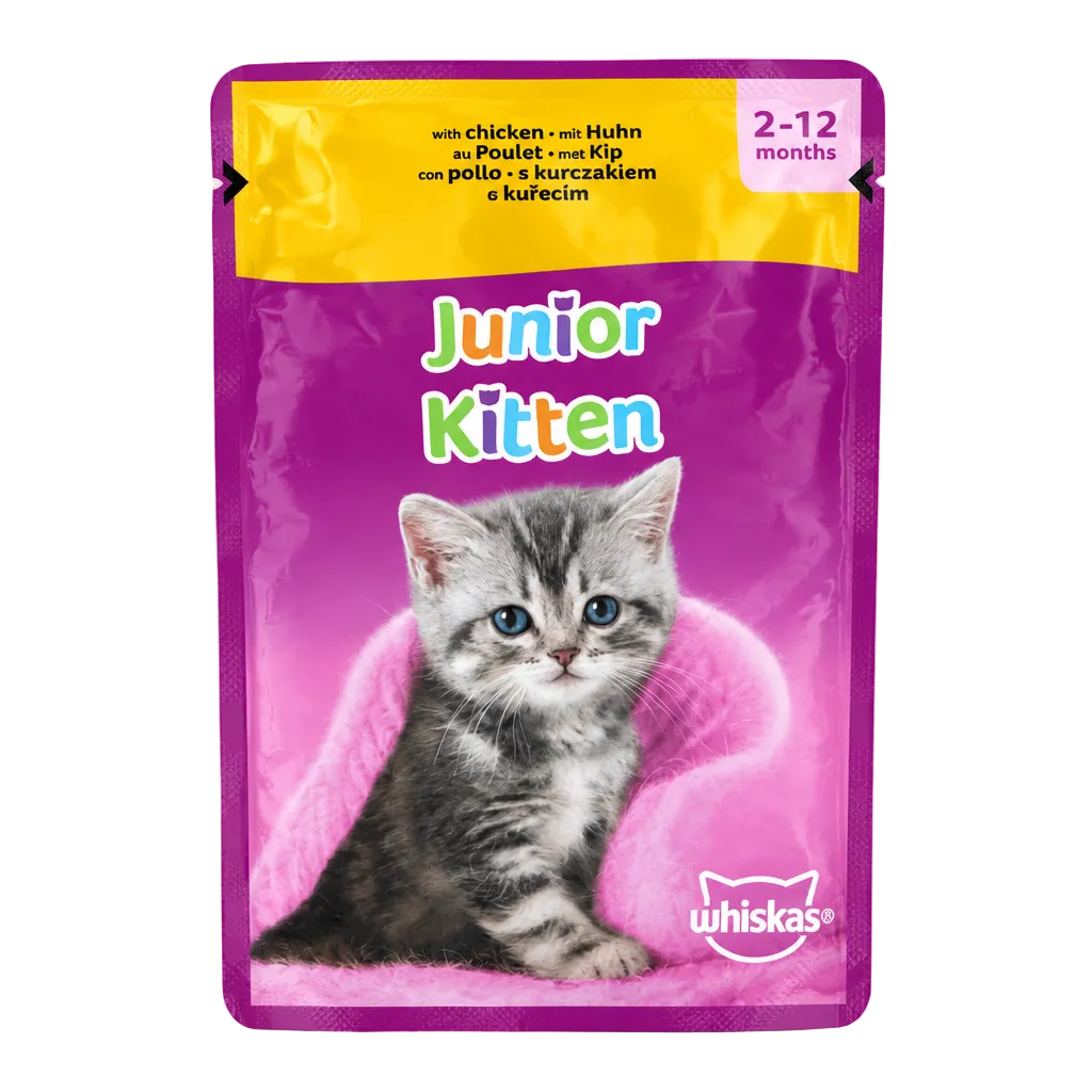 عبوة Junior Kitten بالفراخ بخلفية بيضاء