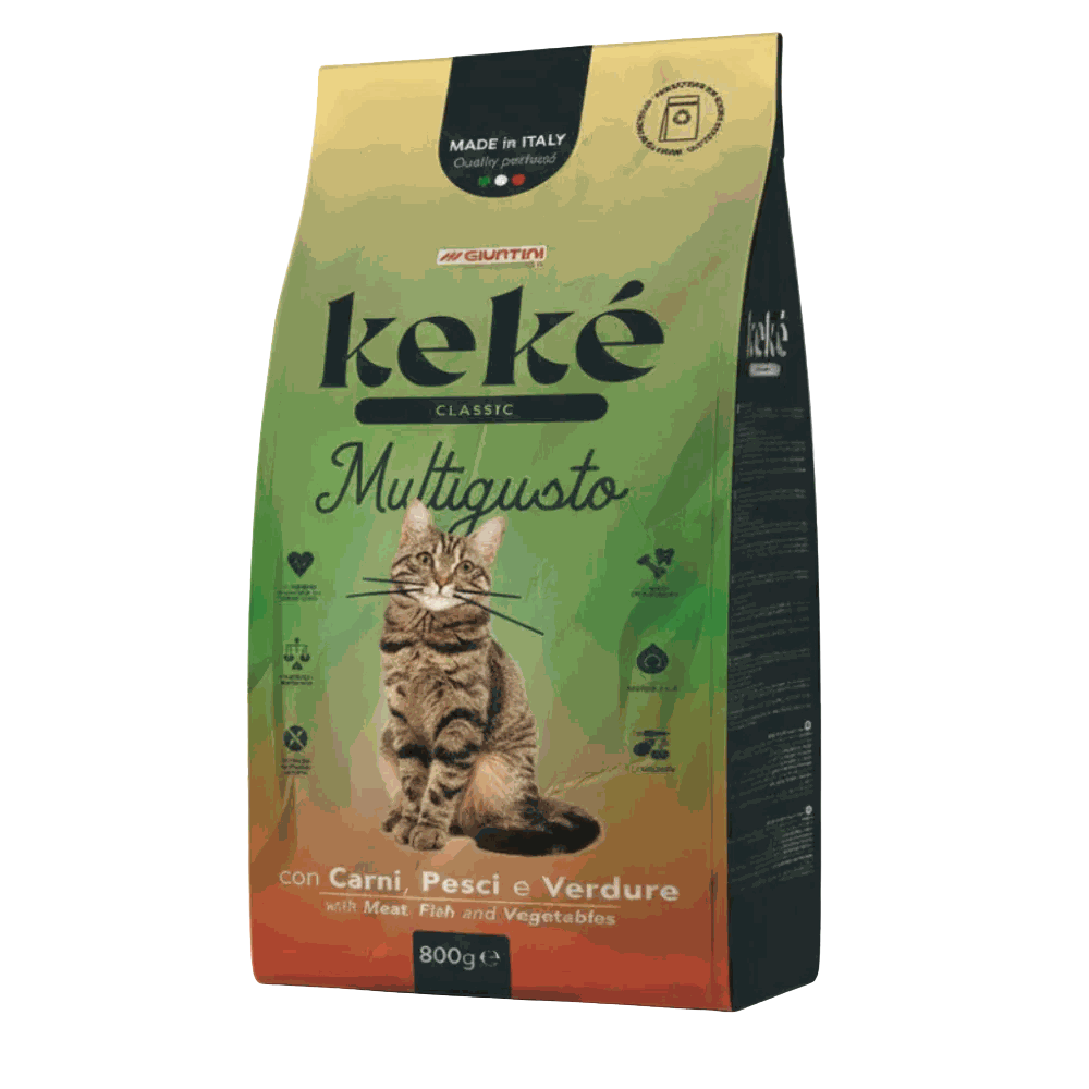 Keke Classic Multigusto 800g cat food on white background