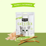 Kit Cat Cat Stick package with salmon and katsuobushi on a green background