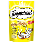 Temptations cat treat package with chicken flavor on a white background