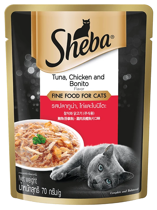 Sheba Premium Cat Food Tuna & Chicken with Bonito 70g
