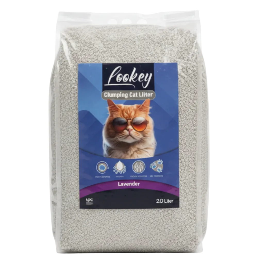 Lookey cat litter bag on white background