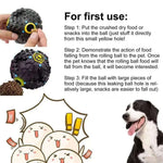 Instructions for using a dog toy with text and images of the toy and a dog.