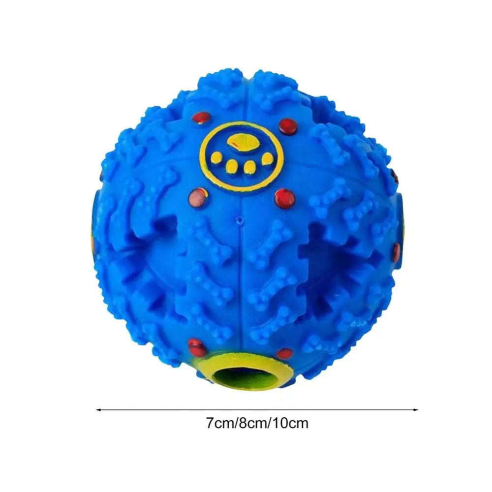 Blue textured ball with a logo on a white background