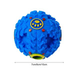 Blue textured ball with a logo on a white background