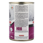 Can of Morando professional pet food with label on a white background