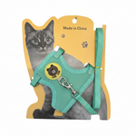 Mint green cat harness on white background