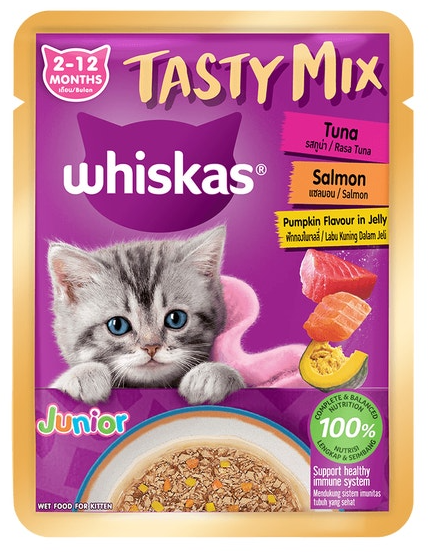 Whiskas Wet Food for Kitten Tasty Mix Jelly with Tuna & Salmon 70g