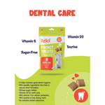 Package of Reflex Pocket Treats dental care treats with text highlighting ingredients and benefits on a white background.