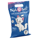 Naomi cat litter packaging with a cartoon cat on a white background