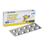 Patelet medication packaging with tablets on a white background