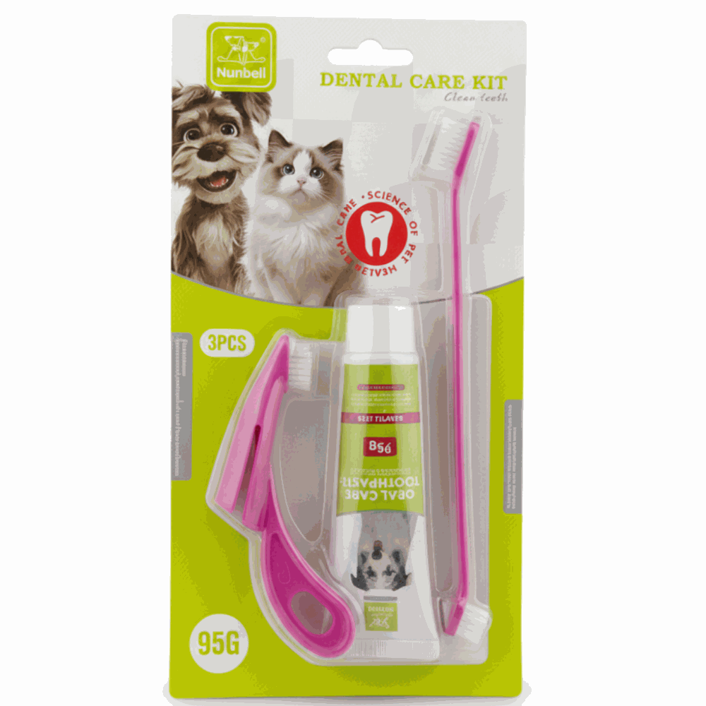 Nunbell Dental Care Kit وردي على خلفية بيضاء